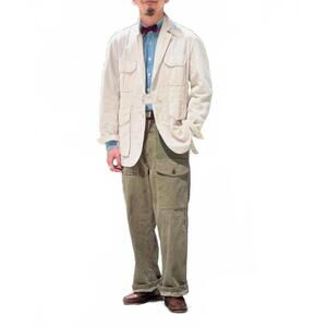 NEW ENGINEERED GARMENTS folk stripe jacket in beige seersucker